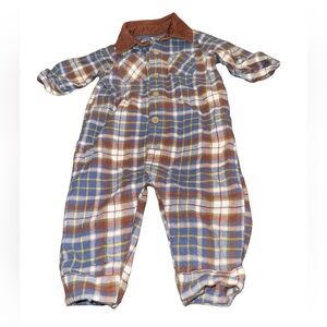 Carter's Boy 6 month Blue and Brown Plaid Bodysuit